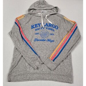 Suzzi "Key Largo Salty Vibes Florida Keys" Gray Pullover Hoodie Adult Unisex M